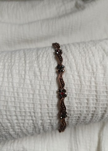 Vintage Çiçek Detaylı Bronz Bileklik - Görsel 2