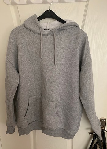 Gri Kapüşonlu Rahat Kesim Sweatshirt