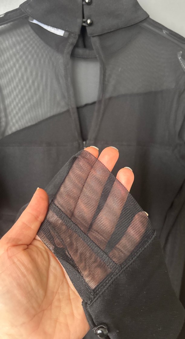 Siyah Transparan Detaylı Balıkçı Yaka Mini Elbise - Görsel 5