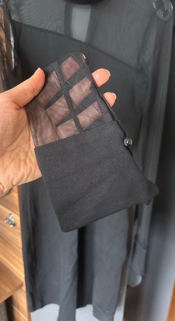 Siyah Transparan Detaylı Balıkçı Yaka Mini Elbise - Görsel 2