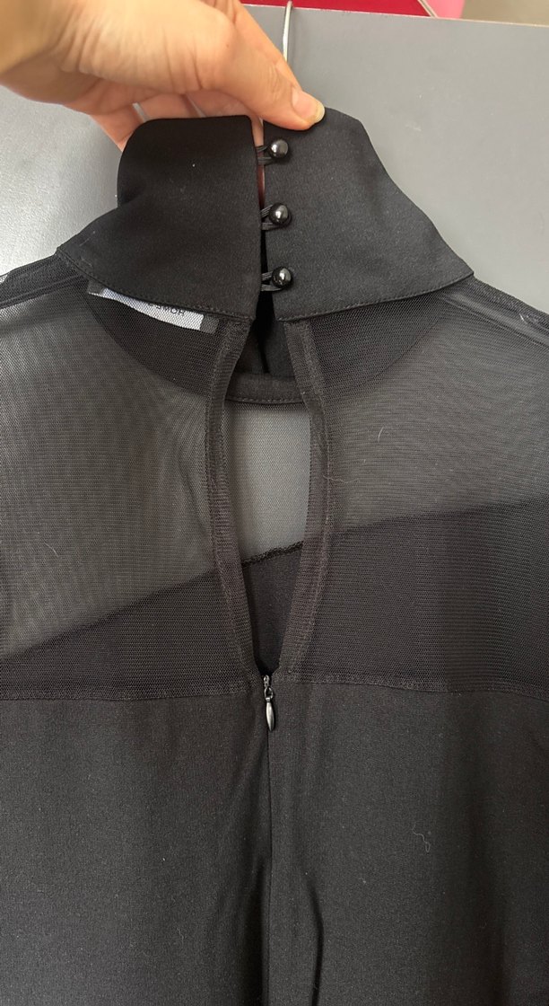 Siyah Transparan Detaylı Balıkçı Yaka Mini Elbise - Görsel 4