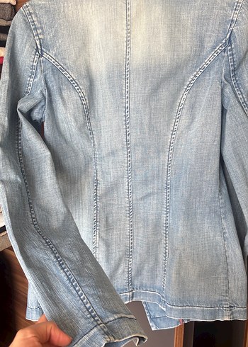 Düğmeli Mavi Denim Kadın Ceket - Görsel 5
