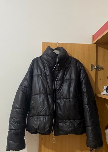 l Beden siyah Renk Siyah Deri Kadın Mont