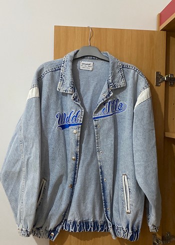 Mavi Gri Desenli Kadın Denim Ceket