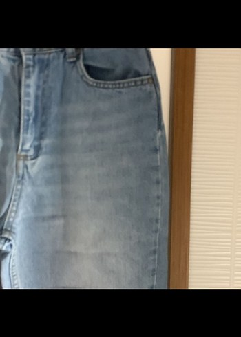 s Beden Gevşek Kesim Mavi Midi Kot Pantolon