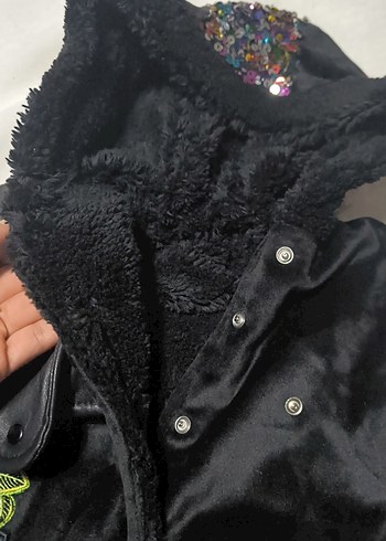 Nakışlı Kürklü Siyah Bebek Kız Tulumu - Görsel 6