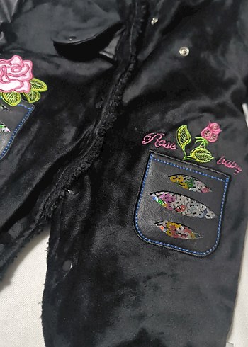 Nakışlı Kürklü Siyah Bebek Kız Tulumu - Görsel 4