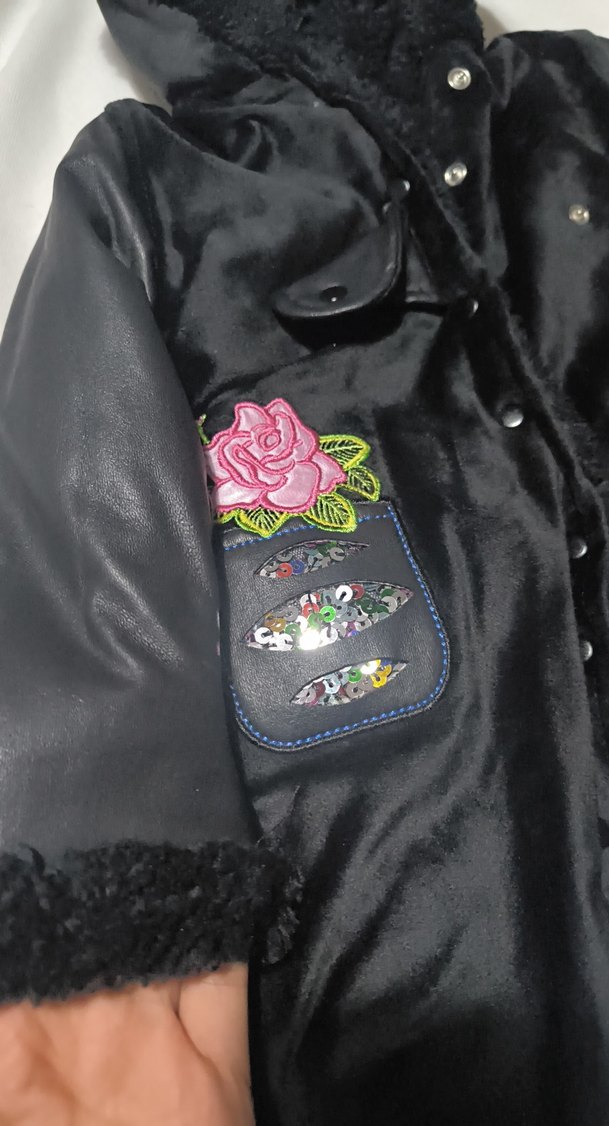 Nakışlı Kürklü Siyah Bebek Kız Tulumu - Görsel 5