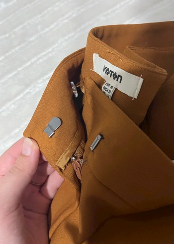 l Beden Kadın Kahverengi Normal Boy Kumaş Pantolon