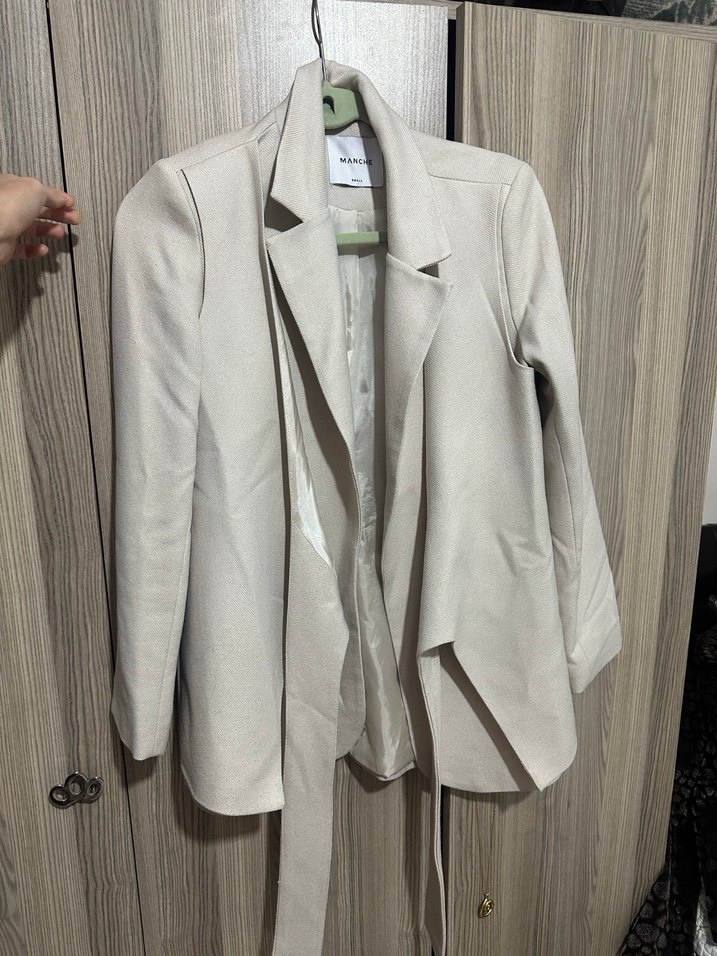 Bej Kemerli Kadın Blazer Ceket 36-38 olur - Görsel 3