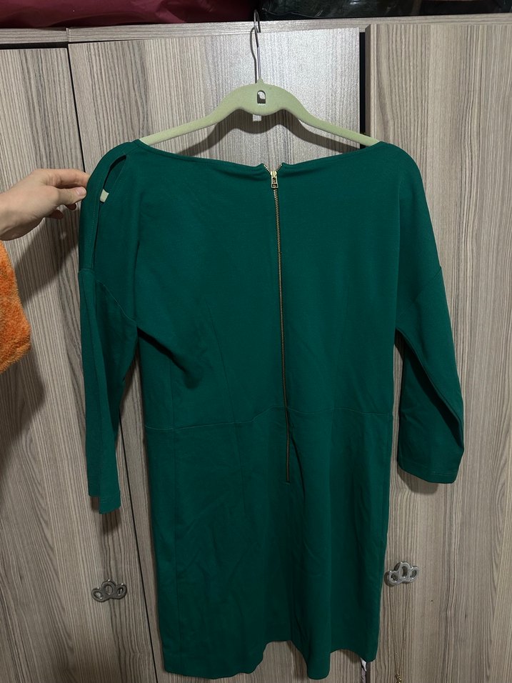 Yeşil Midi Uzun Kollu Dar Kesim Elbise - Görsel 2