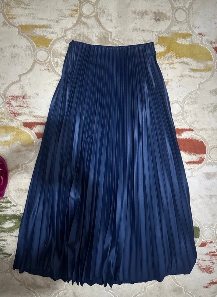 Kadın Lacivert Pilili Uzun Etek - Görsel 2