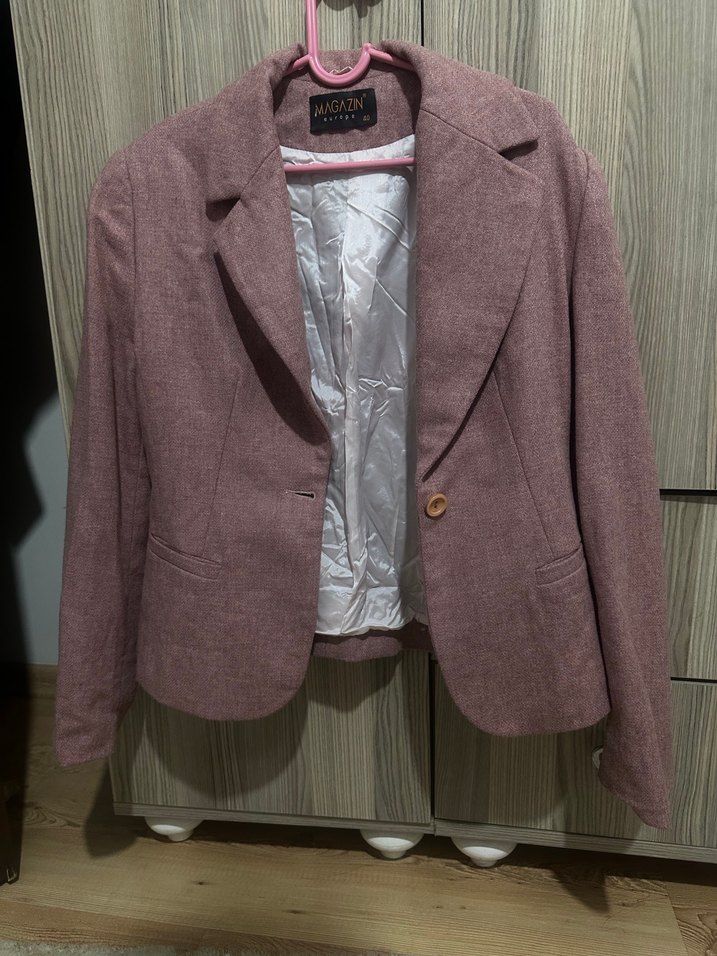 Düğmeli Midi Kadın Keten Blazer - Görsel 2