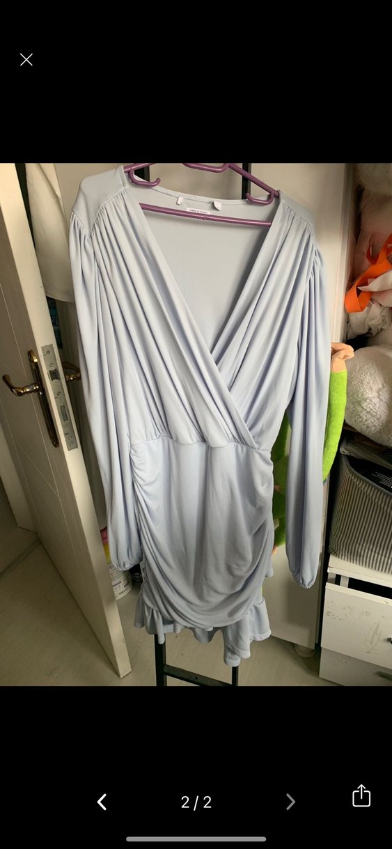 Uzun Kollu Gri Midi Elbise - Görsel 2