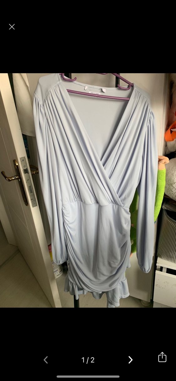 Uzun Kollu Gri Midi Elbise - Görsel 3