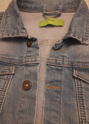 Düğmeli Kısa Kollu Mavi Denim Ceket - Görsel 2