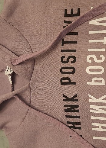 Pembe Kapüşonlu Yazılı Sweatshirt - Görsel 2