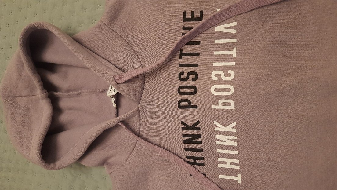 Pembe Kapüşonlu Yazılı Sweatshirt - Görsel 2