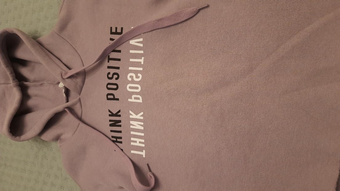 Pembe Kapüşonlu Yazılı Sweatshirt - Görsel 3