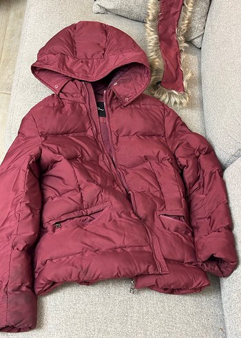 Bordo Renkli Kadın Mont - Görsel 3