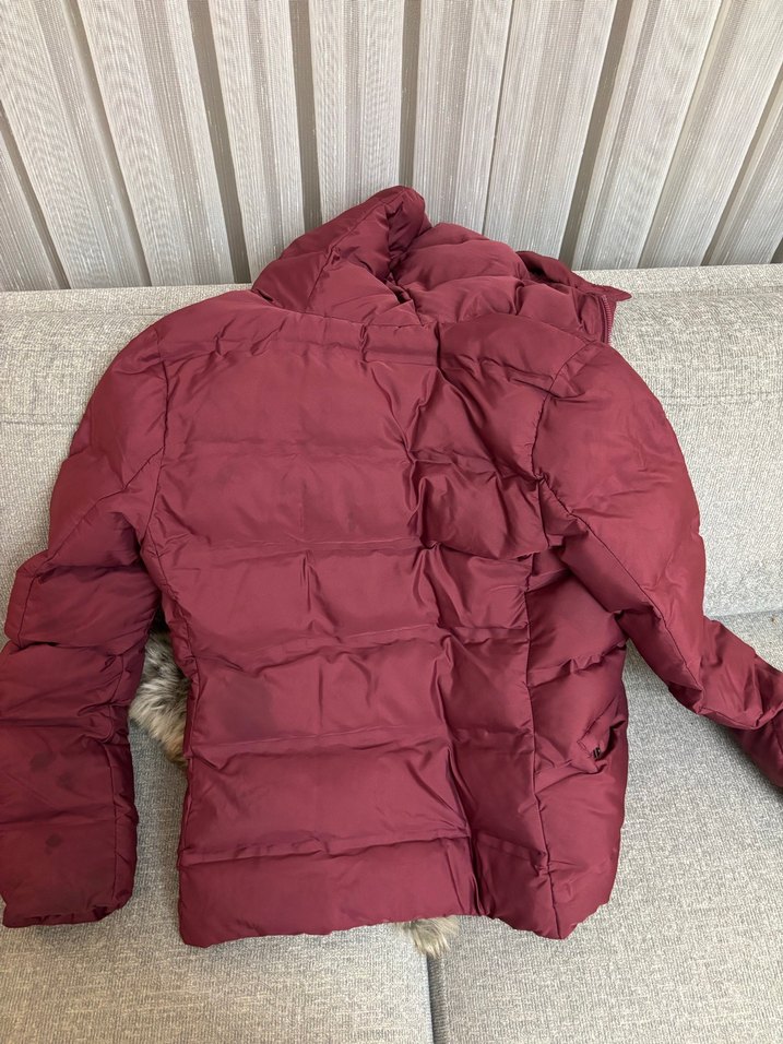 Bordo Renkli Kadın Mont - Görsel 4