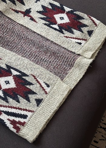 Bohem Etnik Desenli Örgü Kadın Hırka - Görsel 3