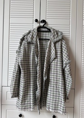 Gri Düğmeli Uzun Kadın Kaban - Görsel 2