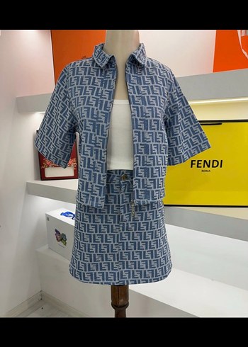 Fendi Desenli Mini Denim Kadın Gömlek