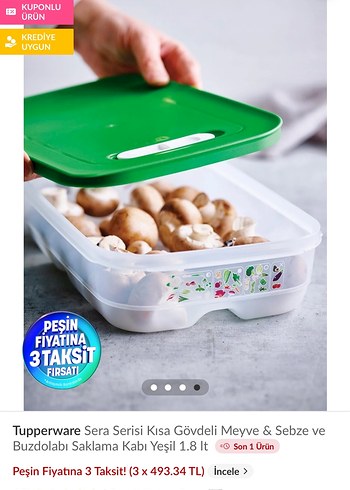 Tupperware Tupperware Sera Serisi 1.8L Kısa Gövdeli Saklama Kabı