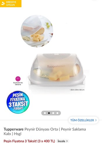 Tupperware Tupperware Peynir Saklama Kabı Orta Boy