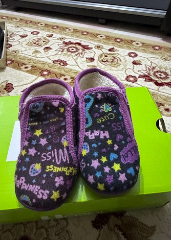 Mor Nakışlı Kız Çocuk Sıcak Terlik - Görsel 2