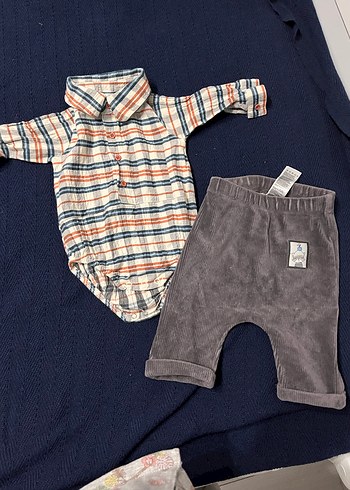 Gri Erkek Bebek Uzun Kollu Gömlek ve Pantolon Takımı