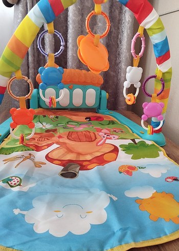 Renkli Bebek Oyun Halısı ve puset örtüsü 2 adet