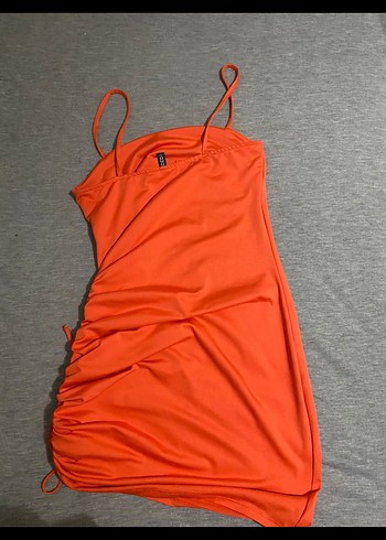 H&M Turuncu Drapeli Mini Elbise