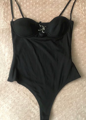 Siyah Strappy Midi Kadın bodysuit