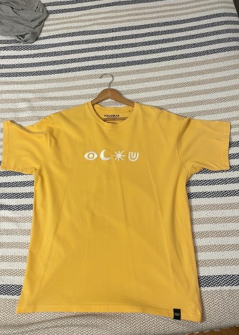 Sarı Baskılı Erkek Tişört Pull Bear