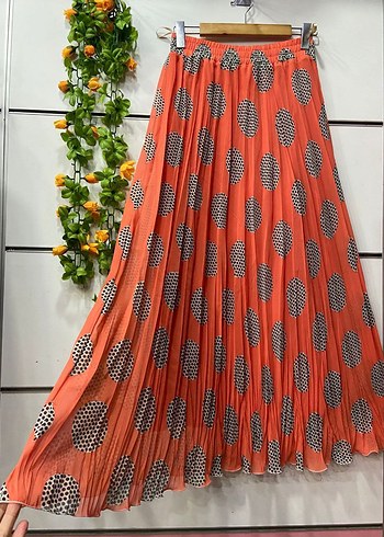 Renkli Desenli Uzun Piliseli Kadın Etek - Görsel 8