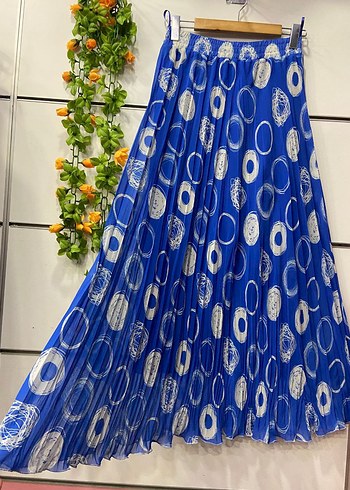 Renkli Desenli Uzun Piliseli Kadın Etek - Görsel 6