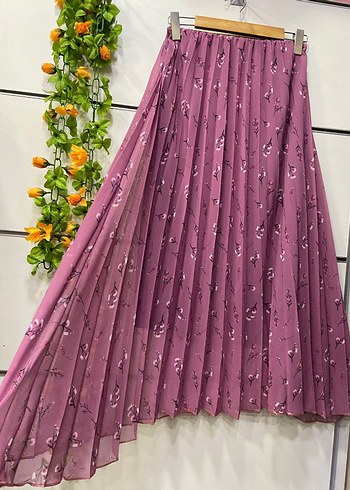 Renkli Desenli Uzun Piliseli Kadın Etek - Görsel 3