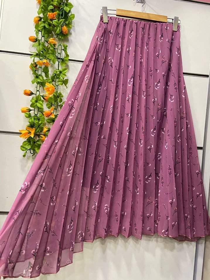 Renkli Desenli Uzun Piliseli Kadın Etek - Görsel 3