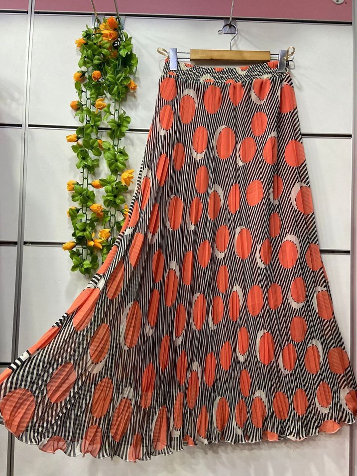 Renkli Desenli Uzun Piliseli Kadın Etek - Görsel 2