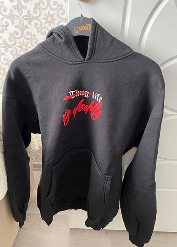 Siyah Kapüşonlu Unisex Sweatshirt