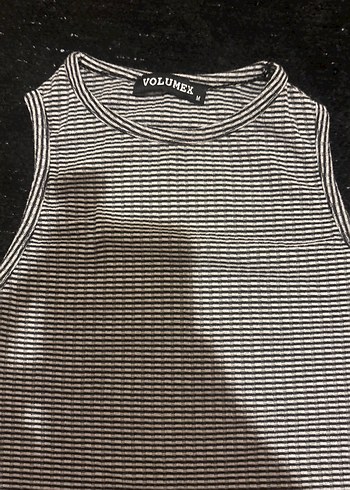 Diğer Gri Çizgili Kolsuz Crop Top