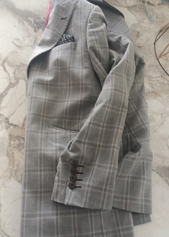 Gri Ekose Desenli Erkek Takım Ceketi - Görsel 7