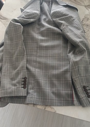 Gri Ekose Desenli Erkek Takım Ceketi - Görsel 6