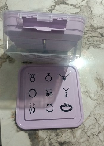 Pembe Baskılı Plastik Takı Kutusu - Görsel 4