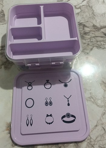 Pembe Baskılı Plastik Takı Kutusu - Görsel 5