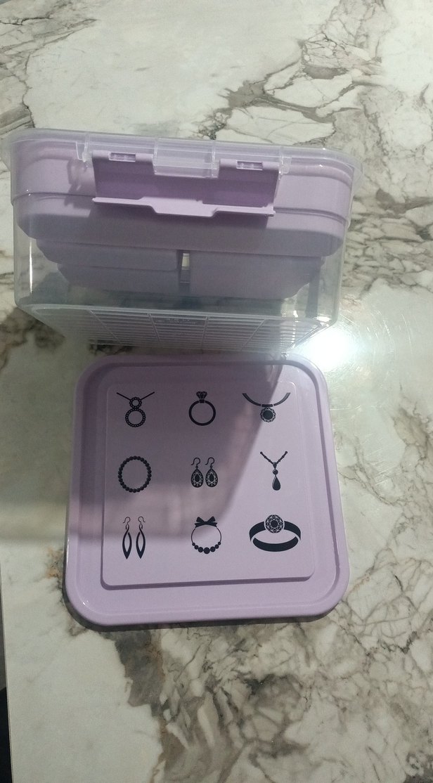 Pembe Baskılı Plastik Takı Kutusu - Görsel 4