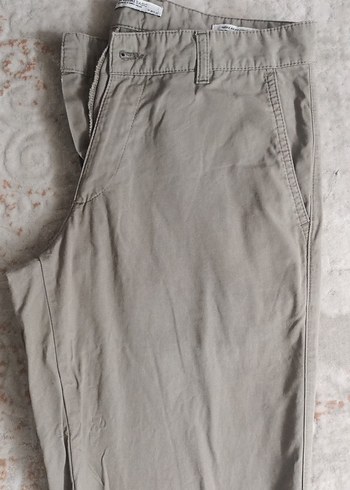 Bej Düğmeli Rahat Erkek Keten Pantolon - Görsel 3