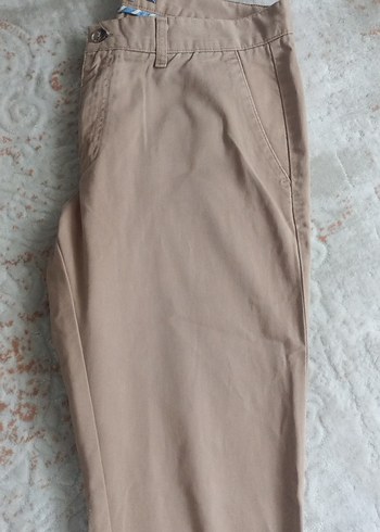 Bej Erkek Keten Normal Kesim Pantolon beden small medium - Görsel 2